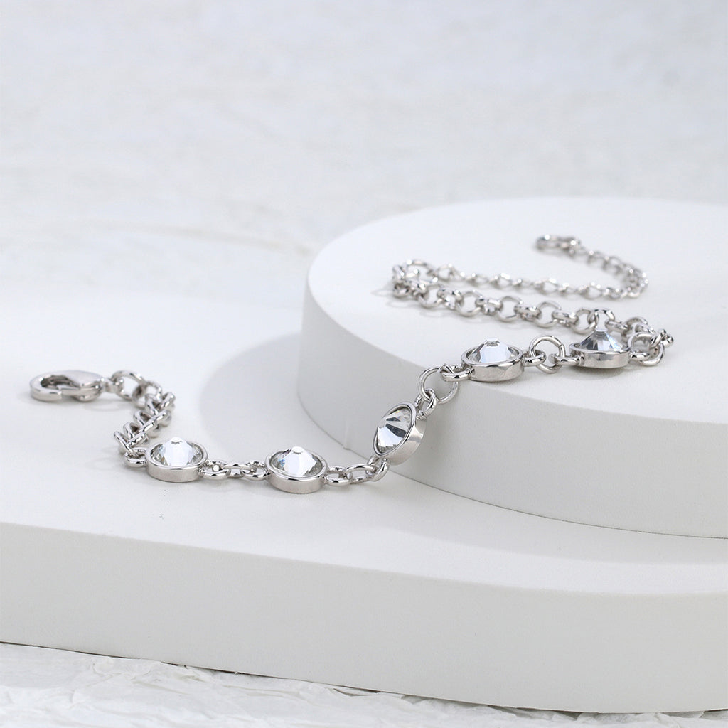 Elegant Silver Plated Zircon Bracelet For Women Minimalist Style