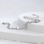 Elegant Silver Plated Zircon Bracelet For Women Minimalist Style