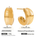 2H Stainless Steel gold Earrings Studs Non-Fading Ear Jewelry for Women