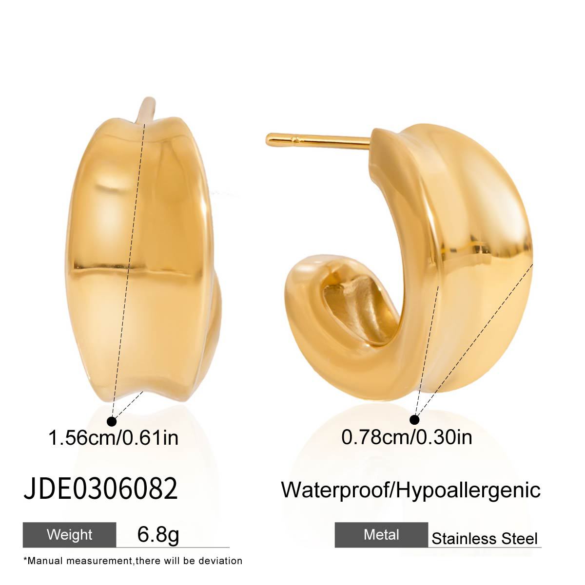 2H Stainless Steel gold Earrings Studs Non-Fading Ear Jewelry for Women