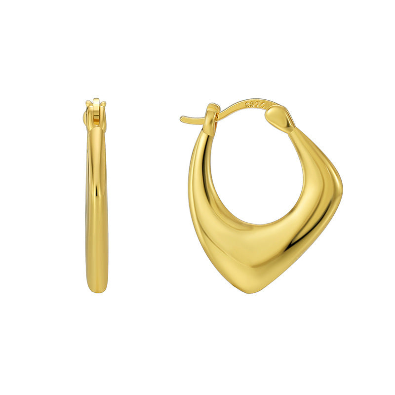 E0580 Vintage Irregular Minimalist Earrings for Women Brass Gold-Plated Geometric Curve Ear Clips