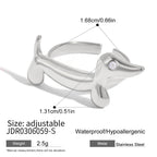 Lucky Cat Dog Ring Non-Fading Jewelry Stainless Steel for Women rings