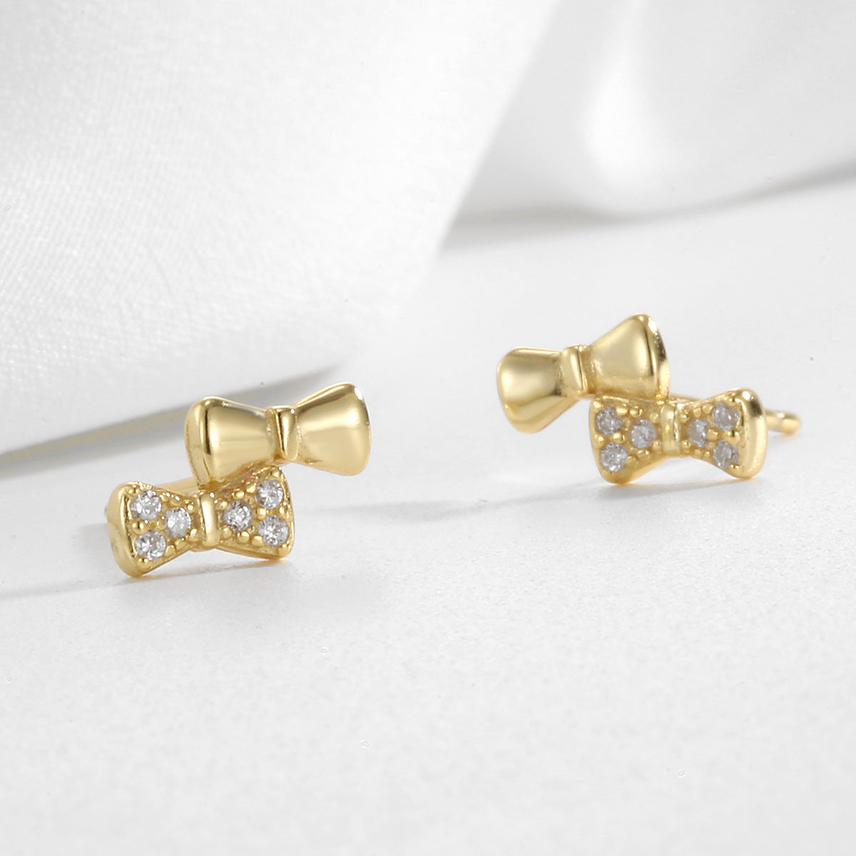 SE0319 S925Silver Bow Fashion Summer Earrings Studs Small Women's Ear Jewelry
