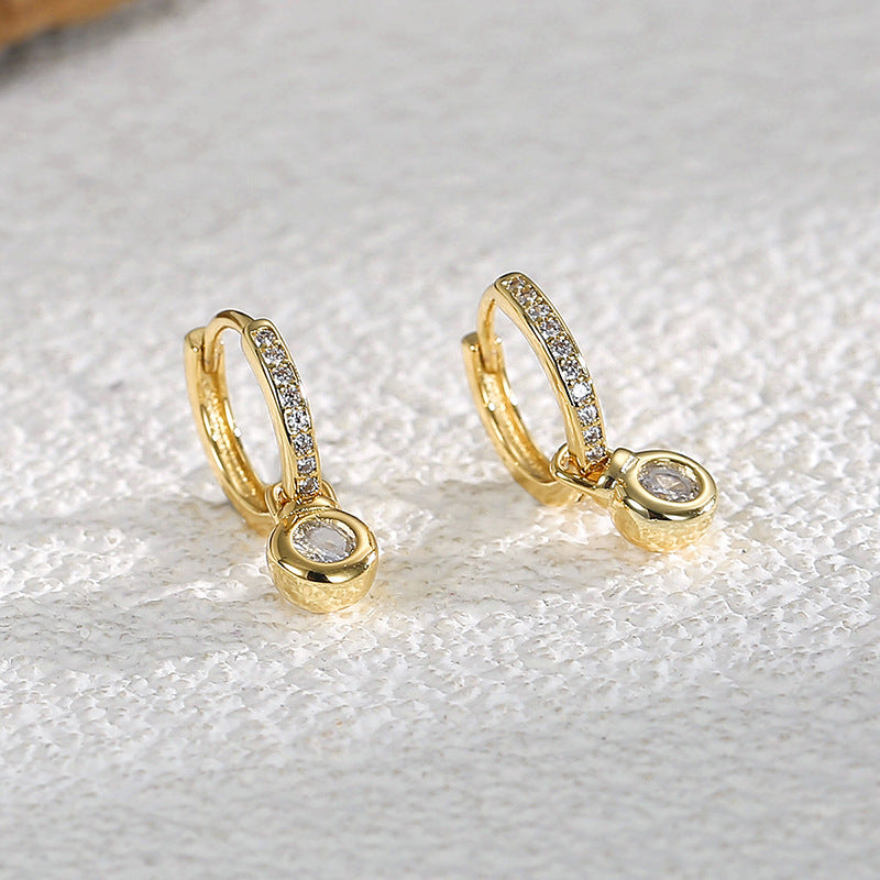 E0381 Minimalist Starter Earrings Everyday Style Real Gold Plated Earrings Zircon Hoop Earrings