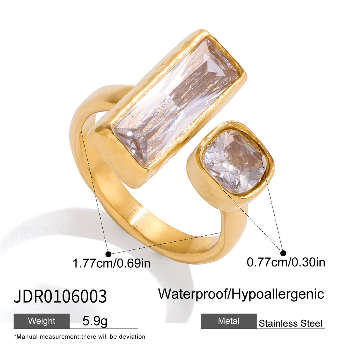 Stainless Steel Jewelry Women's Rhinestone Ring Non-Fading Jewelry Design ring