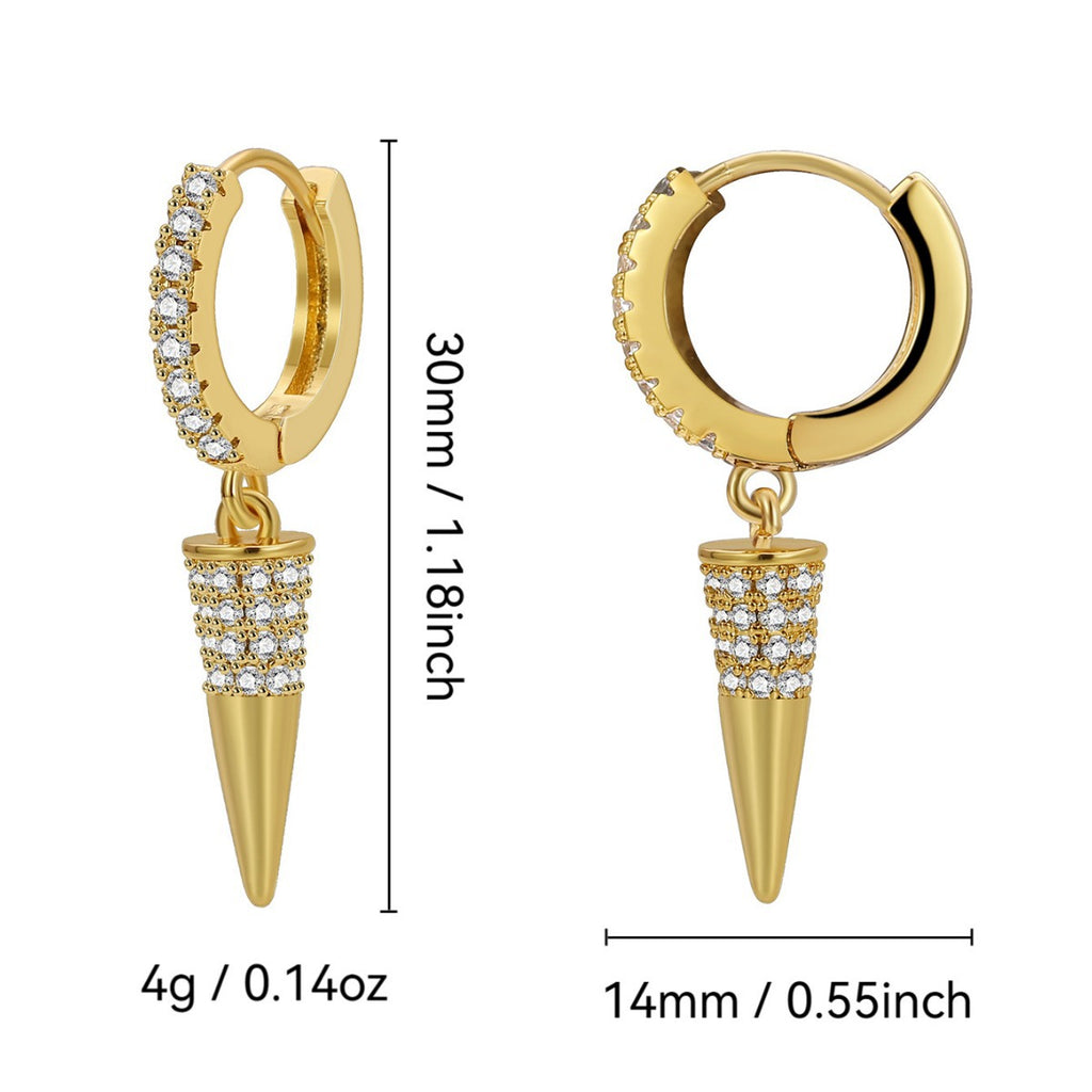 E0659 Fashion Design Earrings for Women Elegant Cone-Shaped Zirconia Drop Earrings