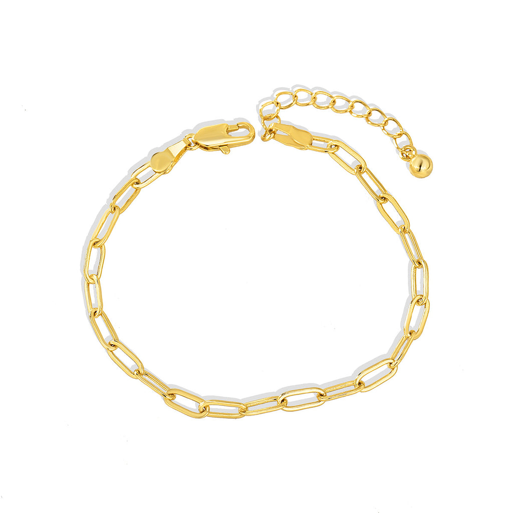 B0049 Bracelet Simple and Trendy Women's Metal Paperclip Oval Chain gold Bracelet