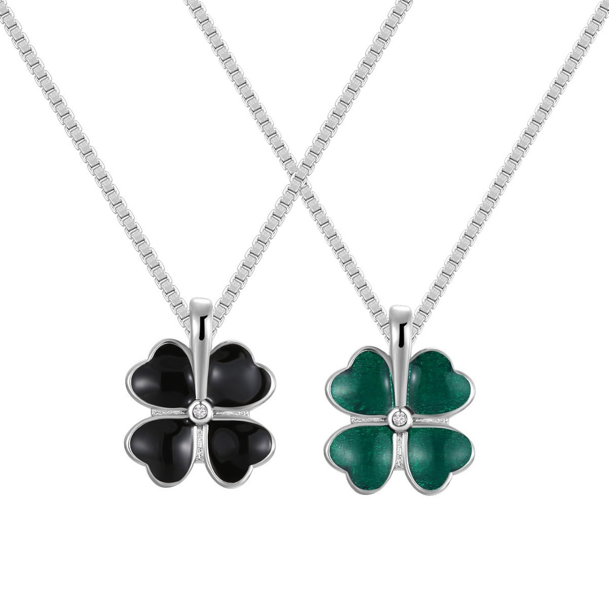 S925 Sterling Silver Four Leaf Clover Collarbone Necklace For Women