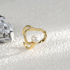 R0110 French Fashion Adjustable Ring Personality Open Ring Design Shell Pearl Ring for Women