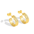 E0292 S925Silver Needle Style Trendy Minimalist Earrings Exaggerated Large Hoop Metal Texture Ear Jewelry