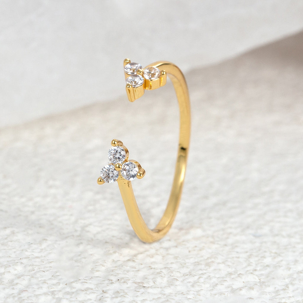 R0245 Delicate Diamond Ring Forest Style Girl Inlaid Diamond Tail Ring Thin Minimalist Line Open Ring