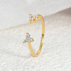 R0245 Delicate Diamond Ring Forest Style Girl Inlaid Diamond Tail Ring Thin Minimalist Line Open Ring