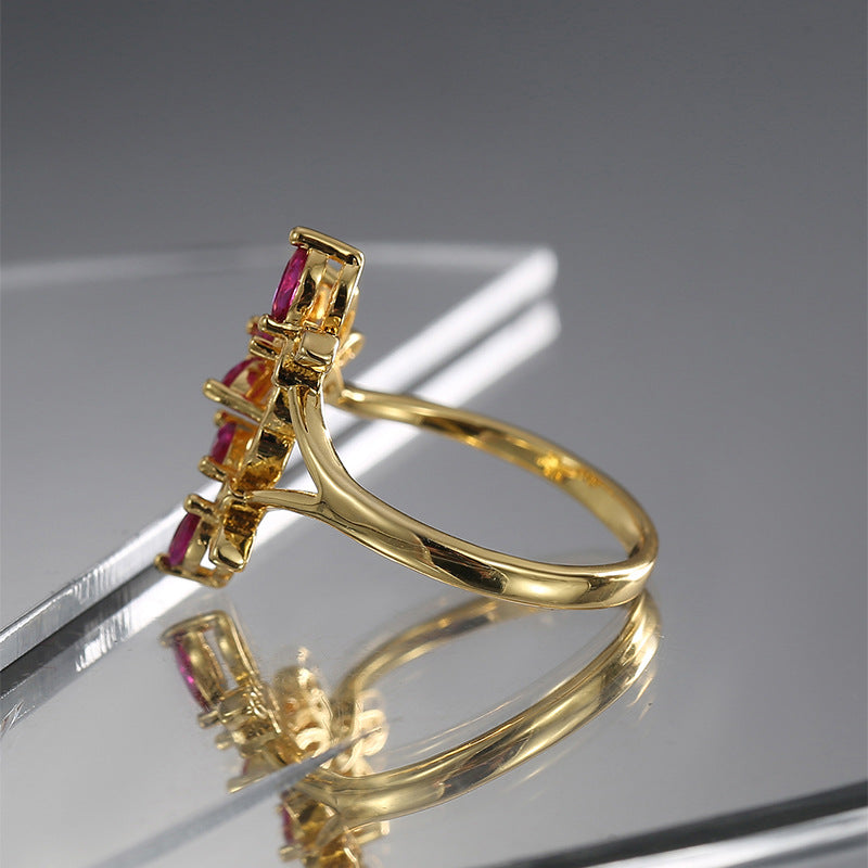 R0500 Fashion Creative Design Butterfly Shape Ring for Women with Zircon Inlay