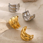 2H Exaggerated Earrings Fashion Design Ear Jewelry Stainless Steel Stud Earrings Accessories