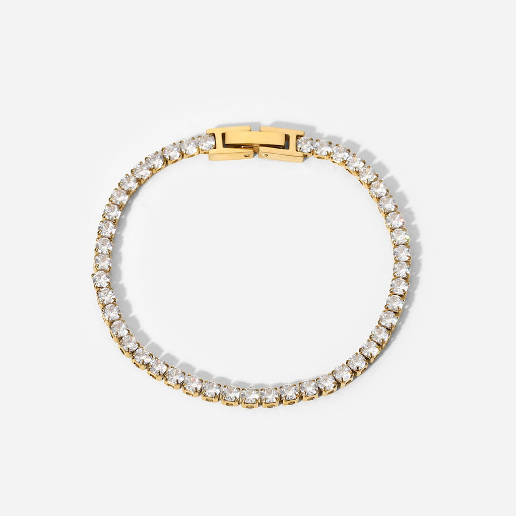 New Fashion14K Gold Inlaid Full Zircon Stainless Steel Bracelet for Women Vintage Bracelet
