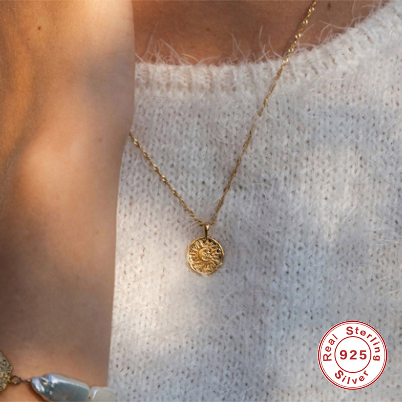 Sun and Moon S925 Sterling Silver Collarbone Necklace