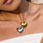 2H Heart Necklace Accessories for Women, Collarbone Chain, Stainless Steel Jewelry for Women, Non-Fading