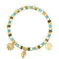 Gold-Plated Brass Shell Beaded Bracelet styled for independent jewelry boutiques