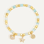 CYB0237 Copper plating14k Gold New Beach Bracelet Shell Starfish Zircon Beads
