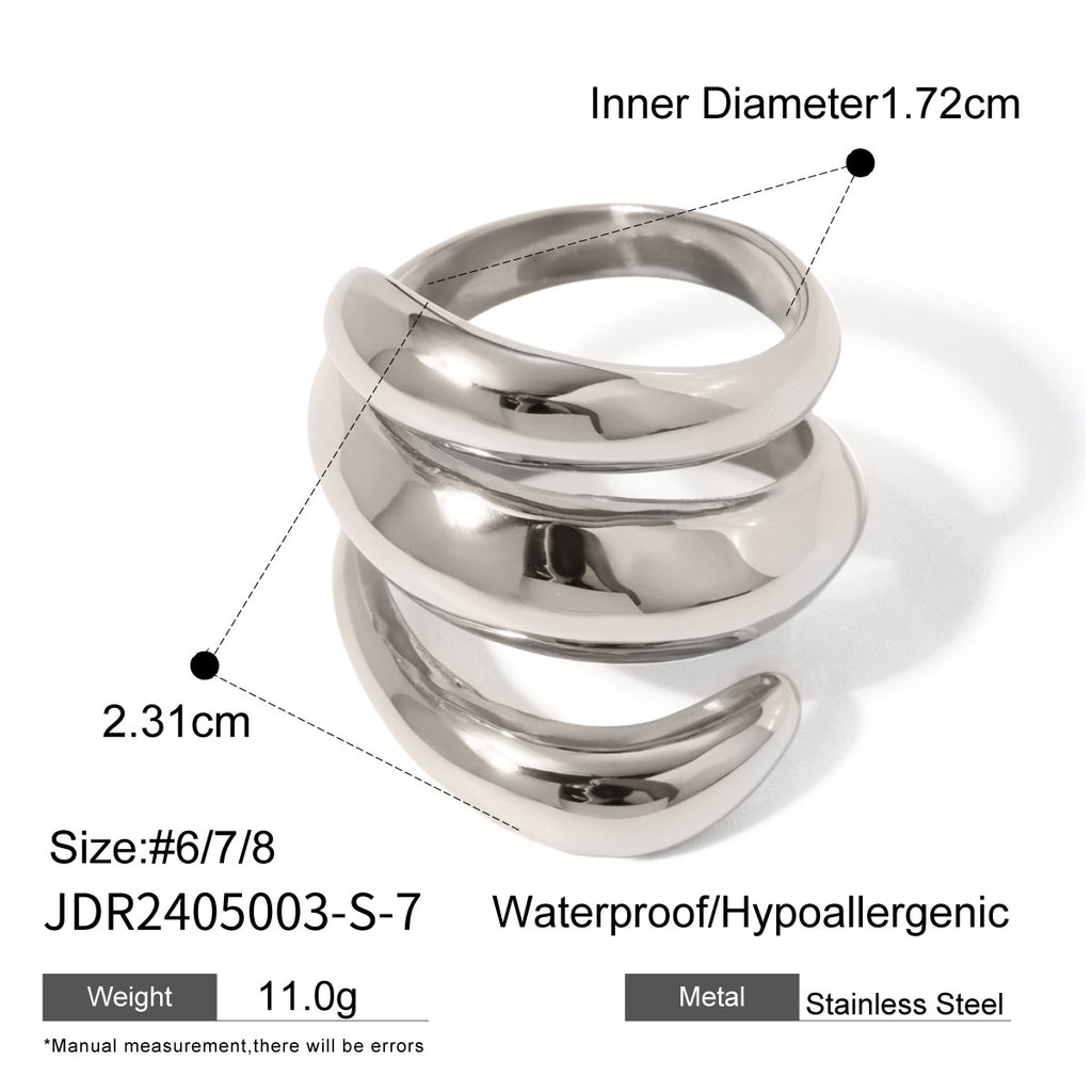 Stainless Steel Color Exaggerated Open Ring rings
