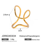 2H Non-fading Ring Female Design Gold-plated Stainless Steel Accessories