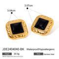 Gold-Tone Stainless Steel Agate Stud Earrings featuring stud and a gold-tone finish