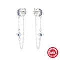 Moon Star Bow 925 Sterling Silver Earrings — surface finish close-up — alternate angle 2 — jewelry finish and design detail
