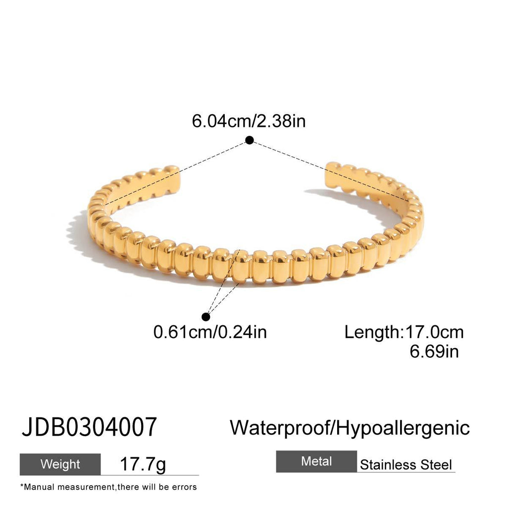 Stainless Steel Wide Hollow Zircon Open Bracelet Non-Fading Jewelry for Women