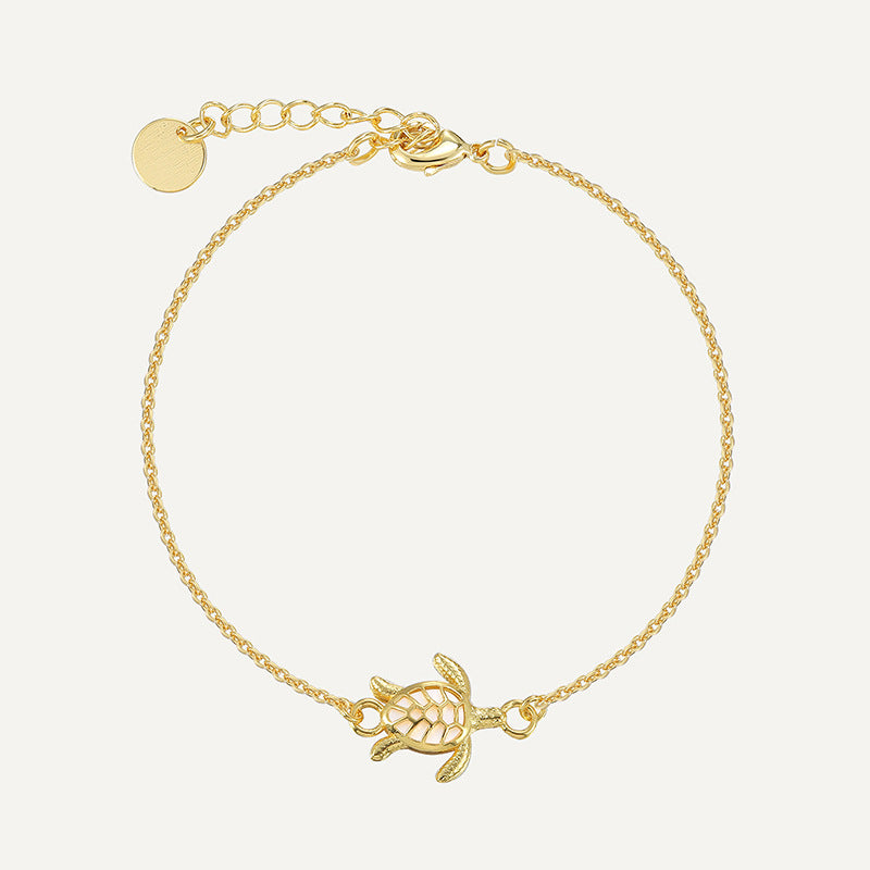 B0183 Korean Style Fashion Design Hollow Turtle Bracelet for Women Brass Gold Plated with Shell Beads