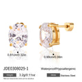 Cubic Zirconia Minimalist Stainless Steel 18K Gold-Plated Earrings — material detail — jewelry finish and design detail
