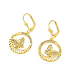 E0325 Korean Style Fashion Hollow Earrings for Women Gold-Plated Butterfly Zircon Small Earrings