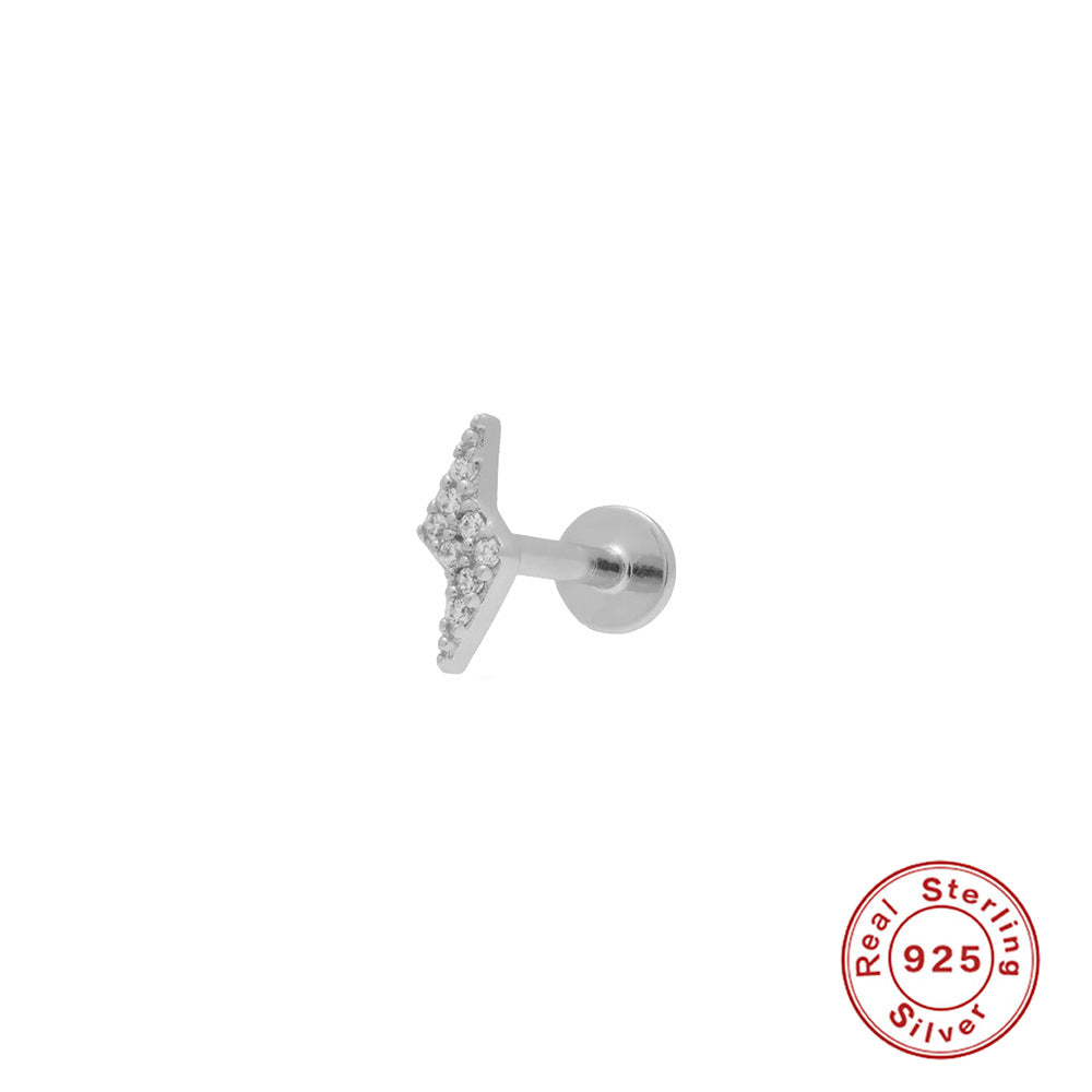 New S925Sterling Silver Stud Earrings18G Flat Head Push Piercing Cartilage Earrings Hot Selling Piercing Ear Lobe