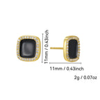 E0715 Korean Style Black Square Epoxy Stud Earrings for Women Simple Fashion Micro Inlaid Zircon Earrings