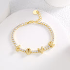 B0138 French Romantic Fashion Design Love Couple Bracelet Women's Holiday Gift Micro-encrusted Zirconia Chain