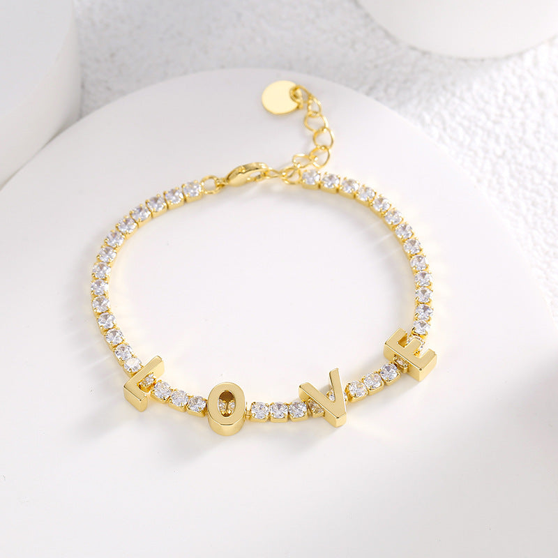 B0138 French Romantic Fashion Design Love Couple Bracelet Women's Holiday Gift Micro-encrusted Zirconia Chain