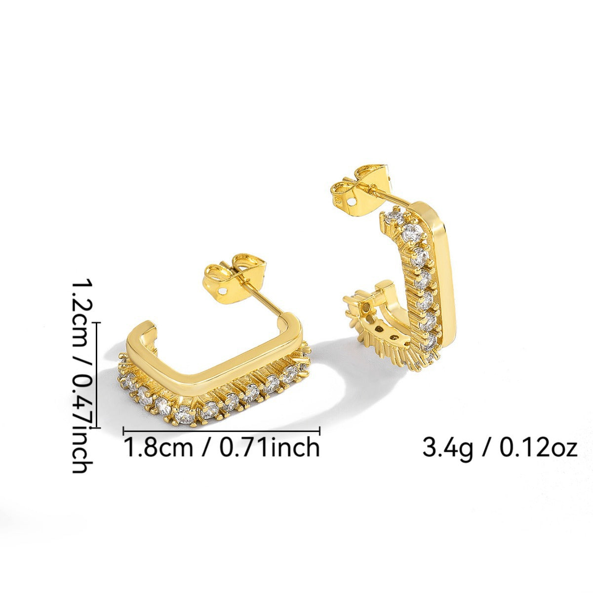 E0138 C Hollow Double-Layer Short Earrings Silver Needle Fashion Metal Earrings