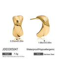 Geometric Gold-Plated Stainless Steel Stud Earrings — Refined Profile — additional design view — jewelry finish and design detail
