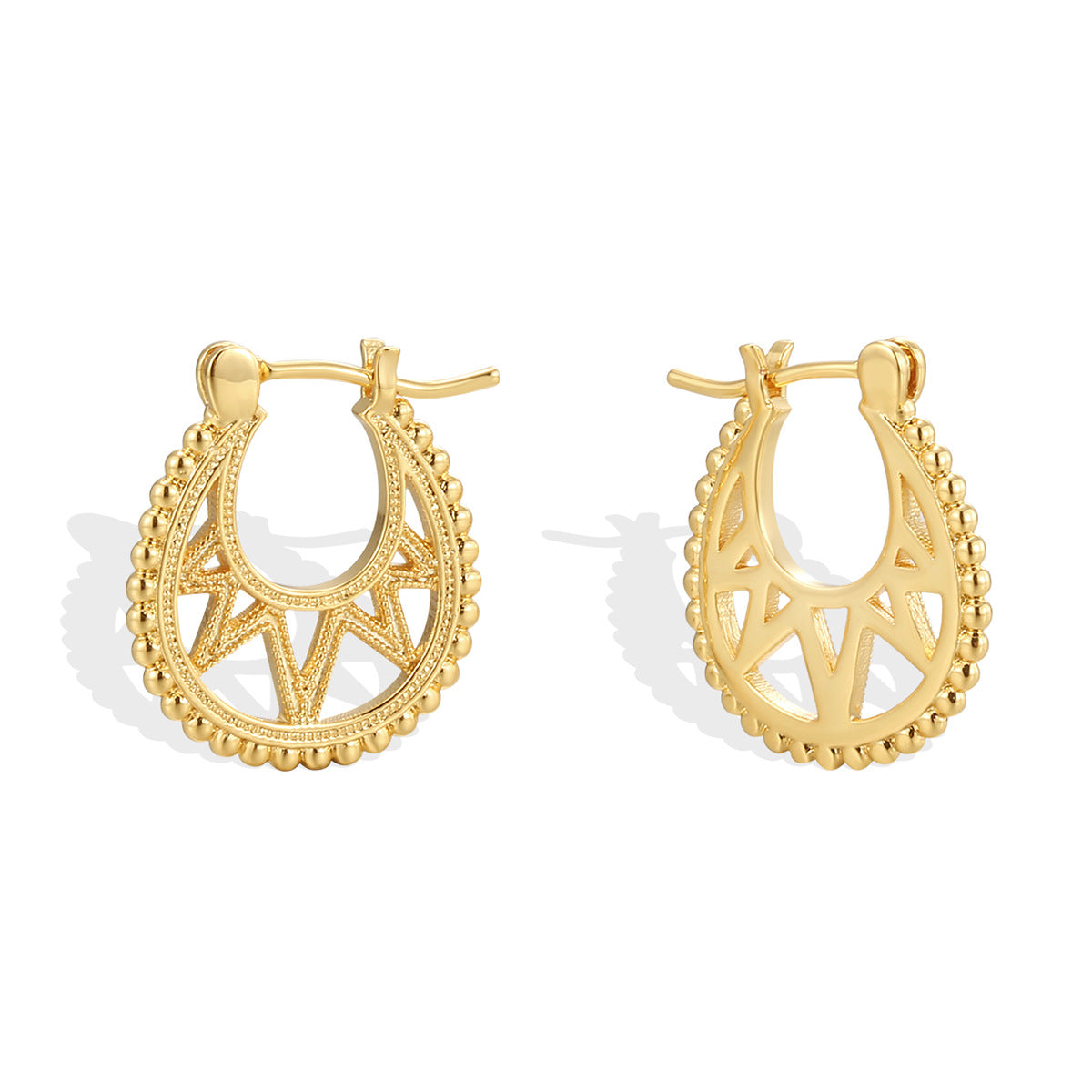 CYE0057 Metal Gear Texture Copper Earrings Exaggerated Design Studs