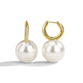 Gold-Plated Brass Sculptural Pearl Hoop Earrings with a sculptural design profile