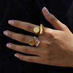 2H Geometric Ring Non-Fading Jewelry Stainless Steel Ring for Women