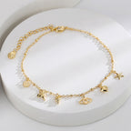 A0008 Fashion Retro Ocean Elements Heart Starfish Shell Conch Anklet Manufacturer In Stock