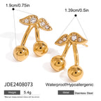 2H Stainless Steel Cherry Necklace Cute Earrings Valentine's Day Jewelry Earrings for Women