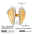 Gold-Tone Stainless Steel Angel Wing Enamel Ring featuring enamel and a gold-tone finish