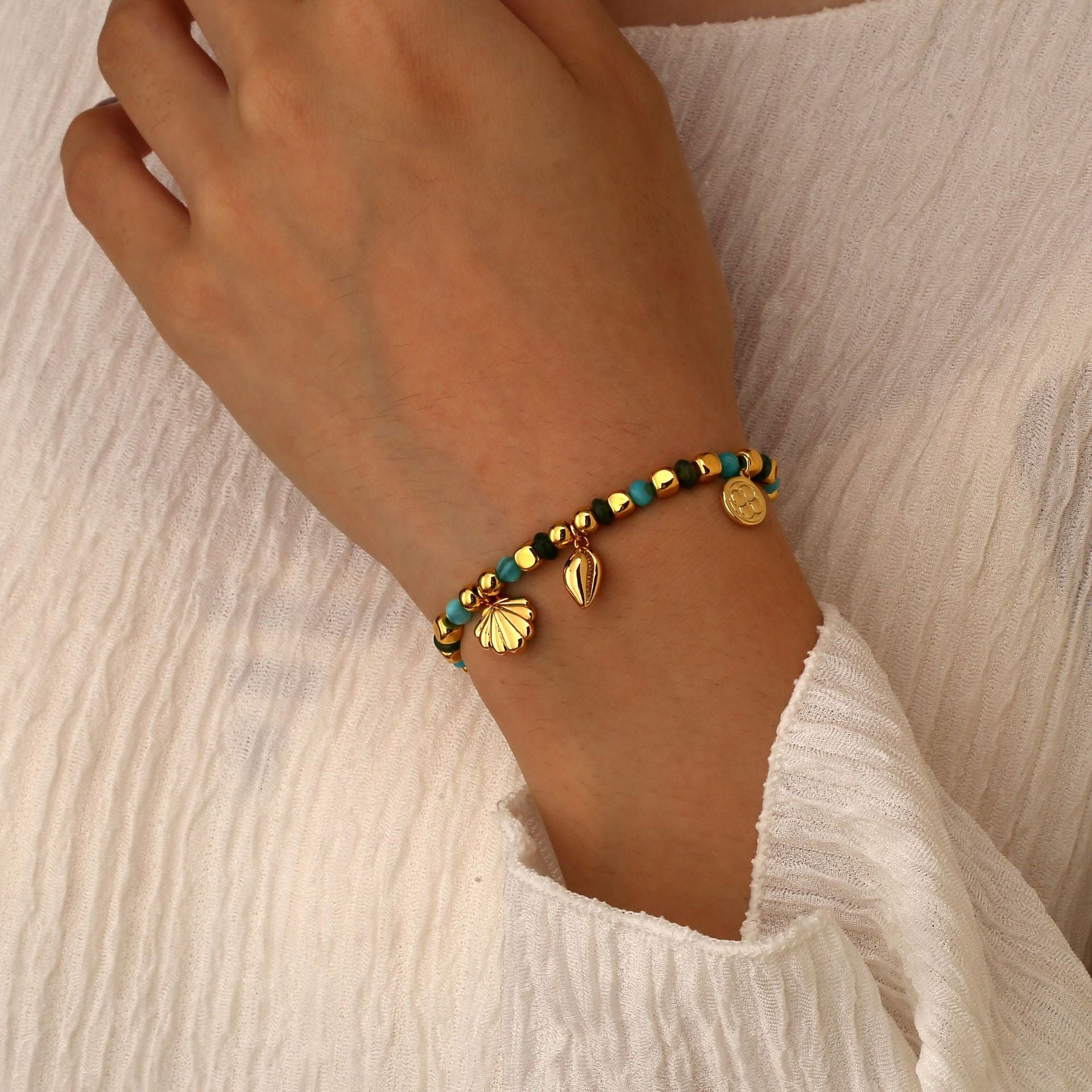 B0244 Shell Conch Beaded Vintage Bohemian Vacation Trend Bracelet