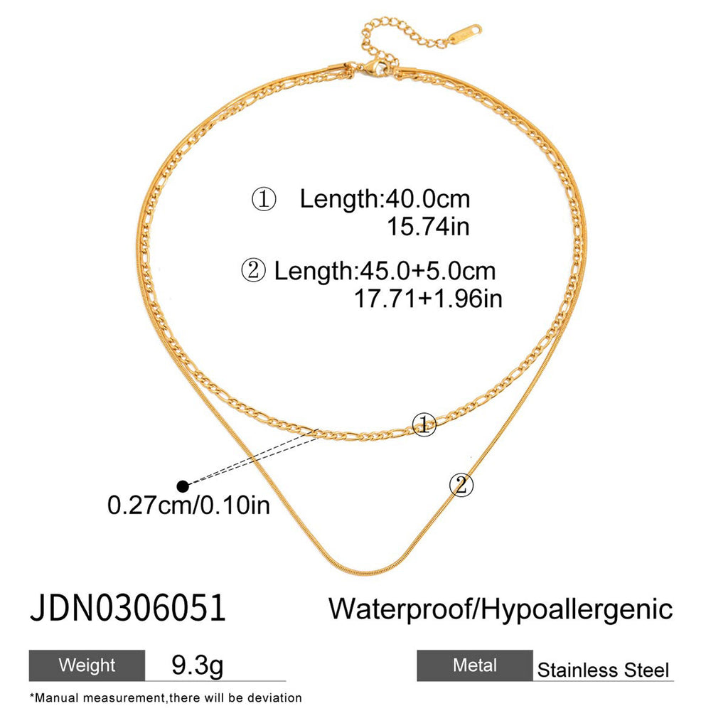 Double Layer Stacked Necklace Collarbone Chain Stainless Steel Jewelry Non-Fading