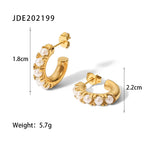 Stainless Steel c Shaped Earrings Pearl Stud Earrings Non-Fading Jewelry
