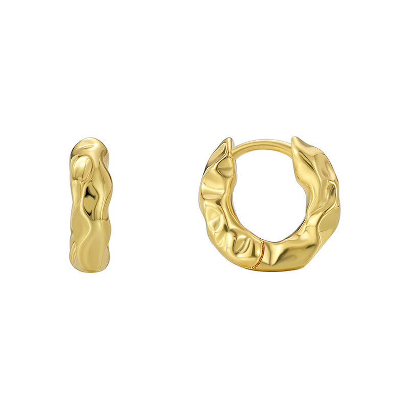 E0578 Exaggerated Design Concave-Convex Surface Gender-Neutral Earrings Wrinkled Irregular Texture Ear Buckle