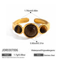 Tiger-Eye Stainless Steel Gold-Plated Ring — style detail — jewelry finish and design detail