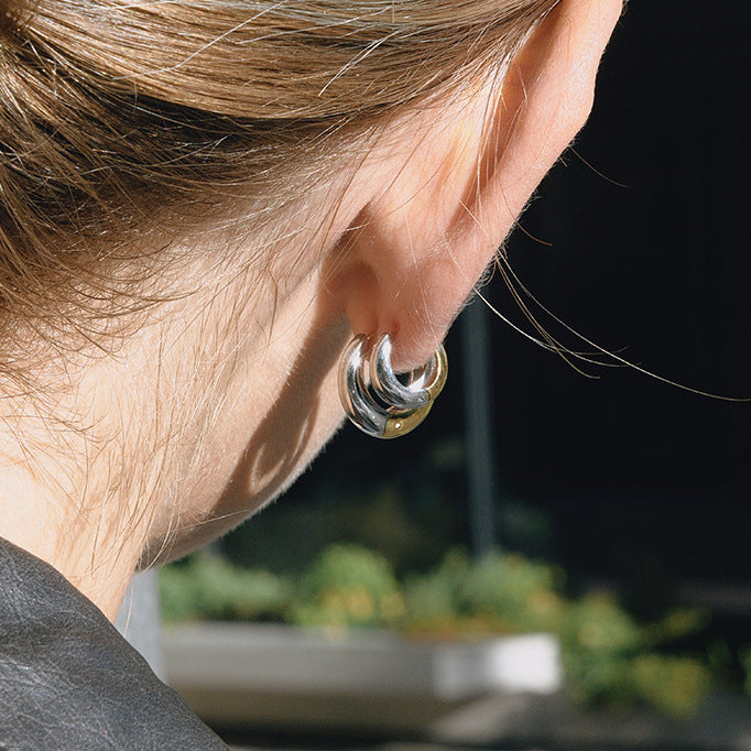 Stainless Steel Chubby Earrings Ear Clips Ear Jewelry for Women Non-Fading