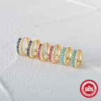 S925Sterling Silver Double Row Mixed Color Diamond Earrings Earrings Hot Selling Trendy Earrings